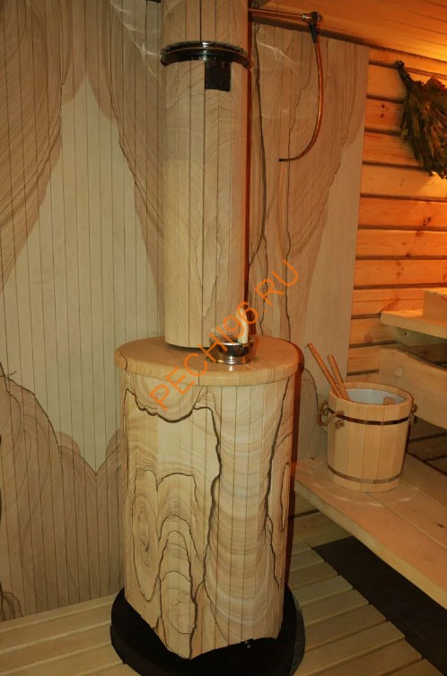 Печь банная Ферингер Мини ПС Окаменевшее дерево перенесенный рисунок+Змеевик