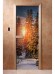 Дверь стеклянная DoorWood с фотопечатью «Закат в лесу»