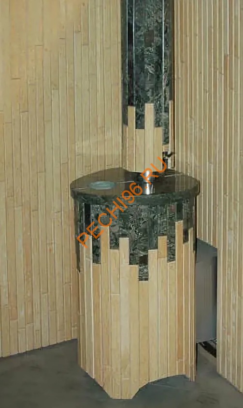 Печь банная Ферингер Оптима ПФ Окаменевшее дерево перенесённый рисунок+Змеевик